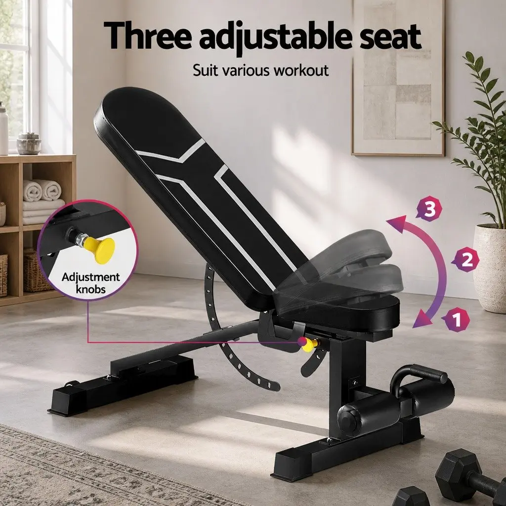 Adjustable Weight Bench FID Flat Incline Decline Steel Frame PU-Leather Foam 450kg Capacity