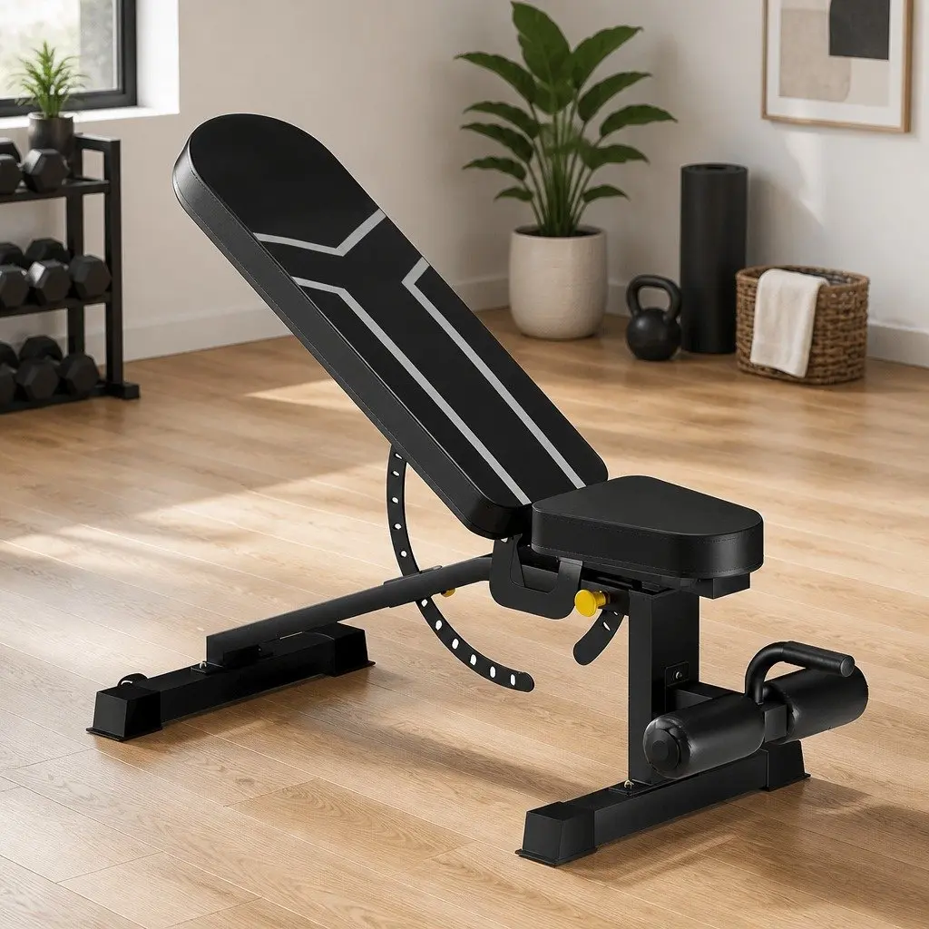 Adjustable Weight Bench FID Flat Incline Decline Steel Frame PU-Leather Foam 450kg Capacity