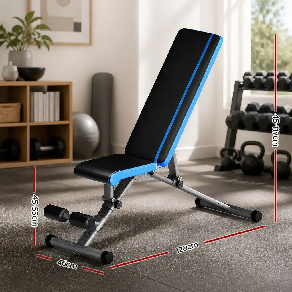 Adjustable Weight Bench FID Home Gym Press Fitness 330kg Capacity Blue
