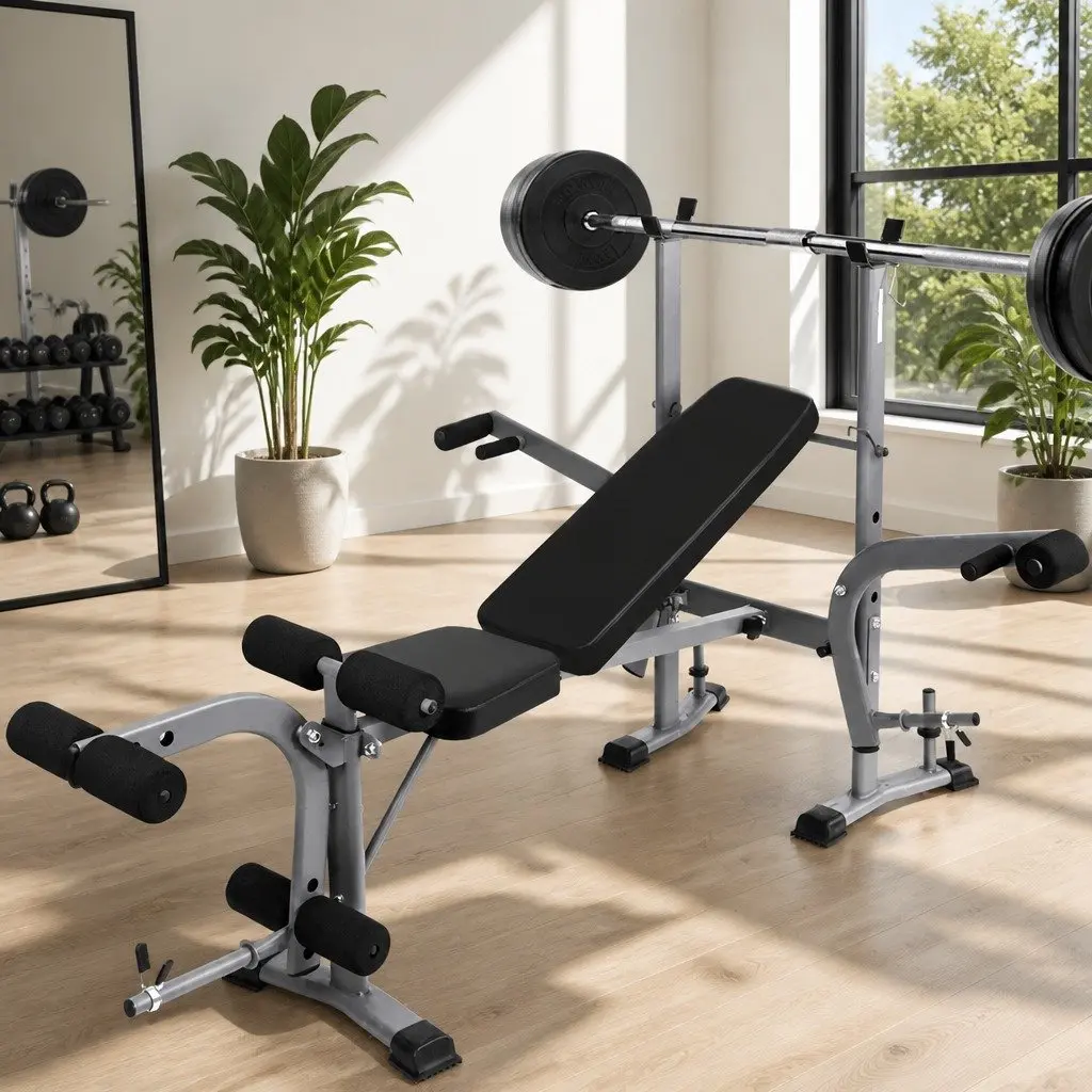 Weight Bench 8 in 1 Adjustable Home Gym Press Station Multi Exercise Black