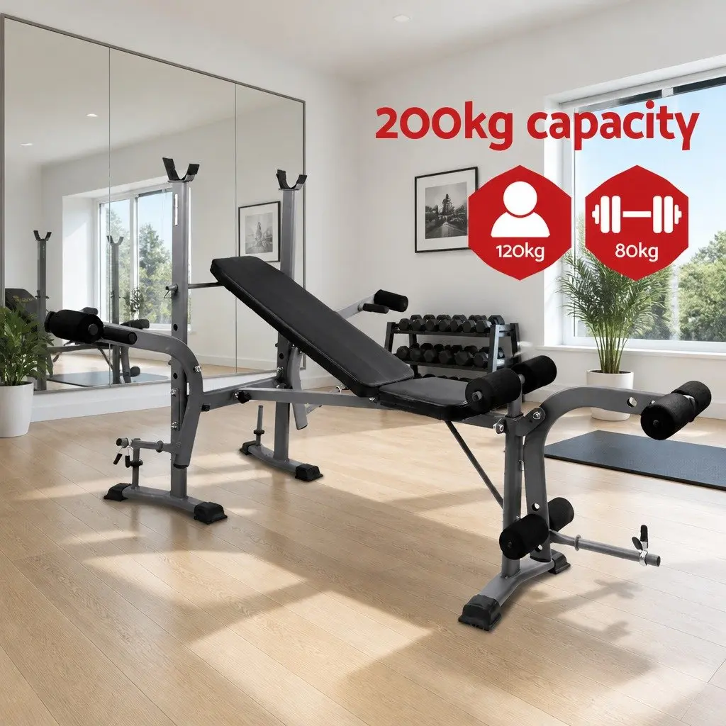 Adjustable Weight Bench Multi Exercise 8 in 1 Home Gym Black