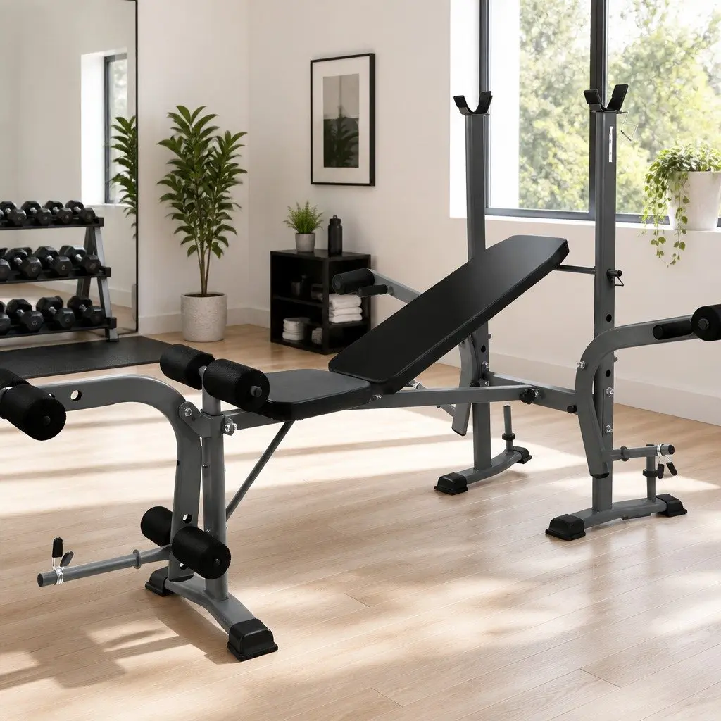 Adjustable Weight Bench Multi Exercise 8 in 1 Home Gym Black