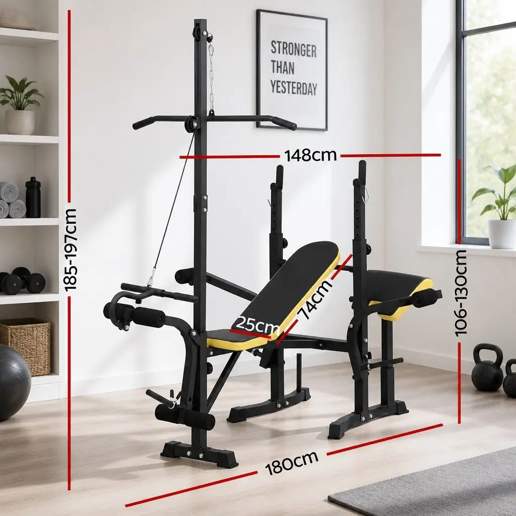 Multi-Station Weight Bench 14-in-1 Home Gym Equipment Adjustable Press Fitness