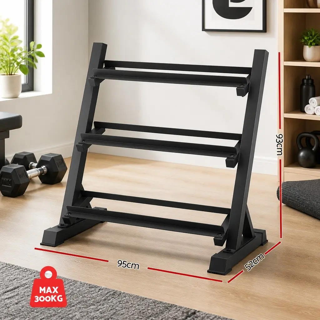 Dumbbell Rack 3-Tier Heavy Duty Weight Storage Home Gym Kettlebell Organiser