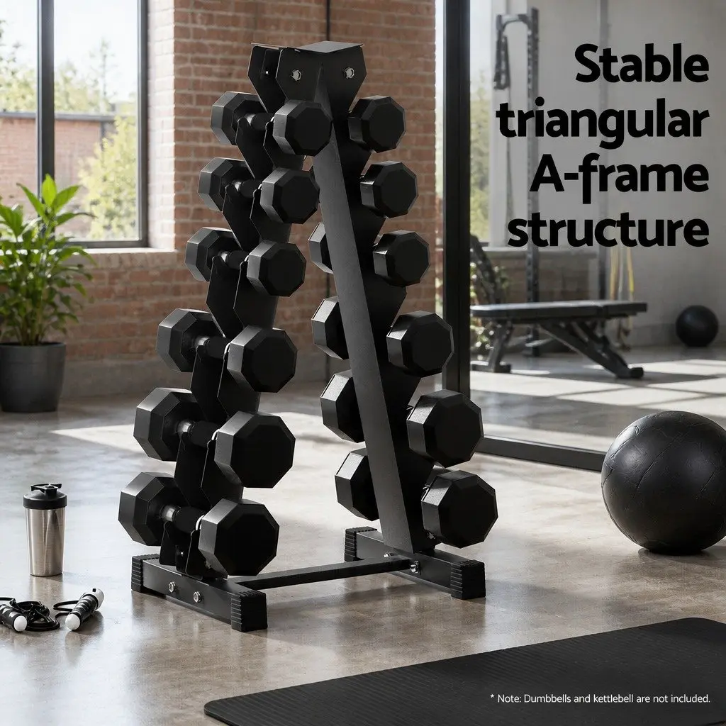 6 Tier Dumbbell Rack Storage Stand Home Gym Equipment Organizer Black 200kg