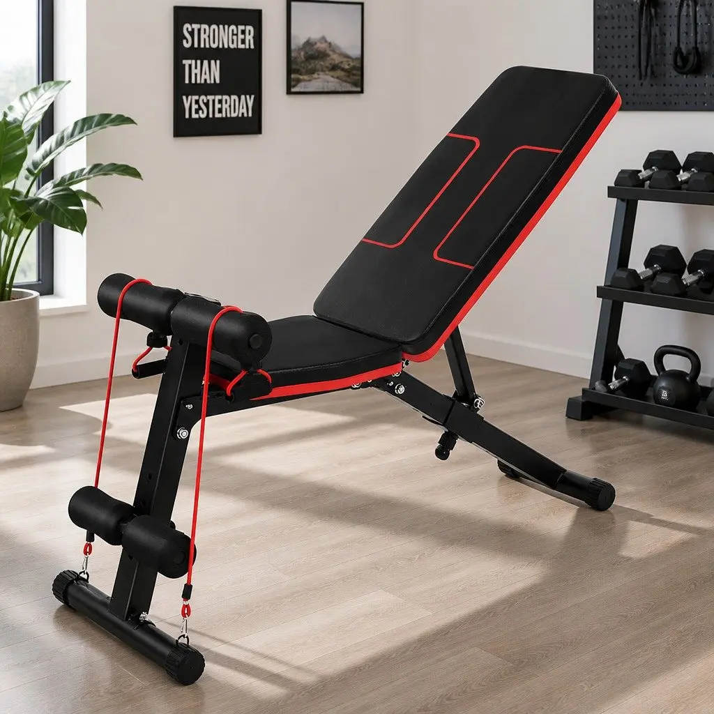 FID Adjustable Weight Bench for Home Gym with 6 Position Backrest 150kg Capacity Black