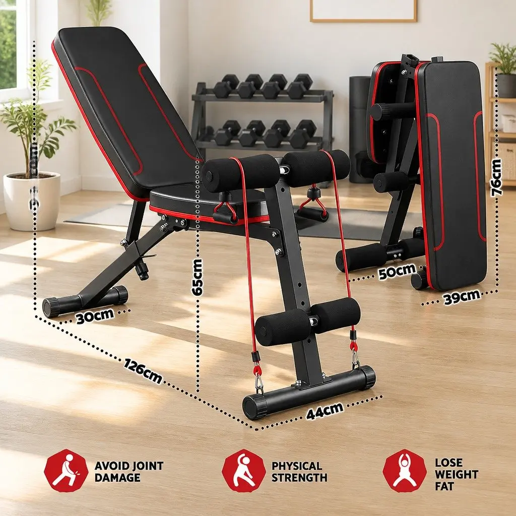 FID Adjustable Weight Bench for Home Gym with 6 Position Backrest 150kg Capacity Black