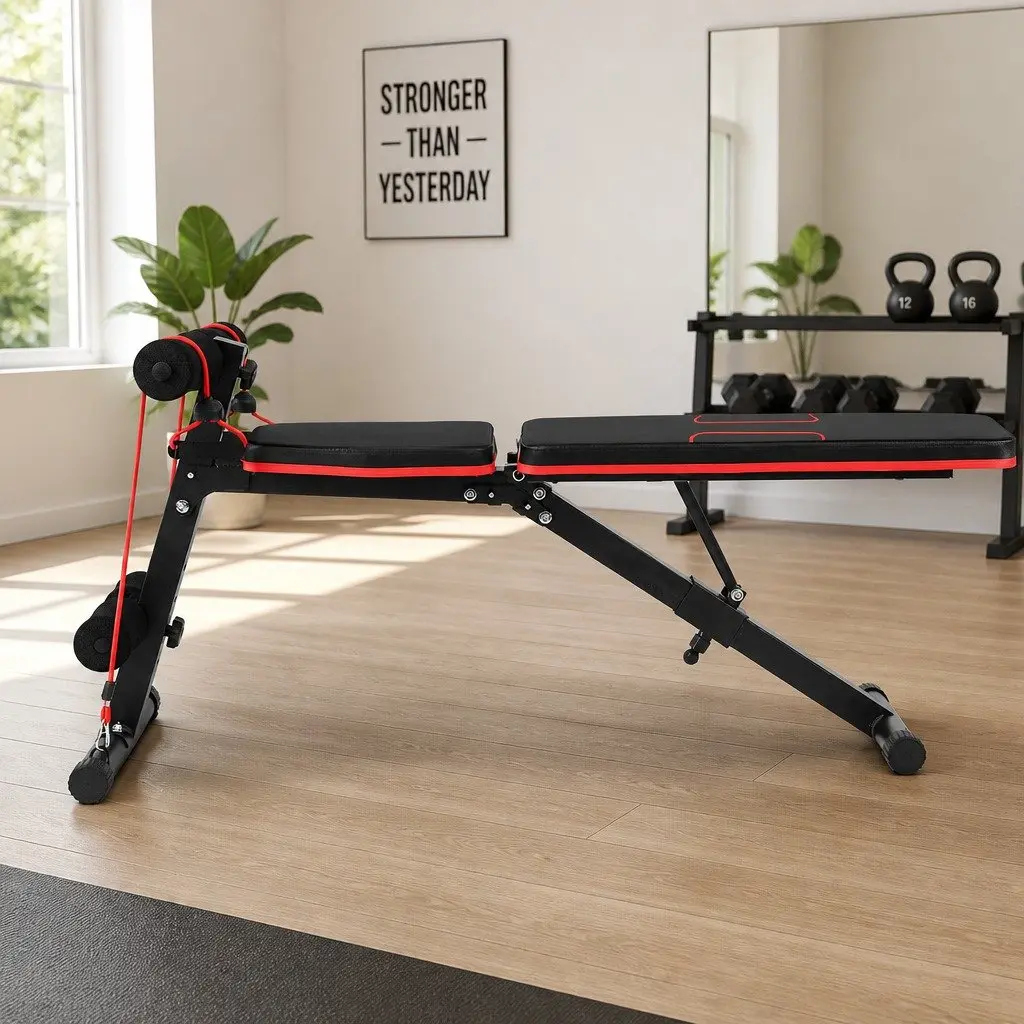 FID Adjustable Weight Bench for Home Gym with 6 Position Backrest 150kg Capacity Black