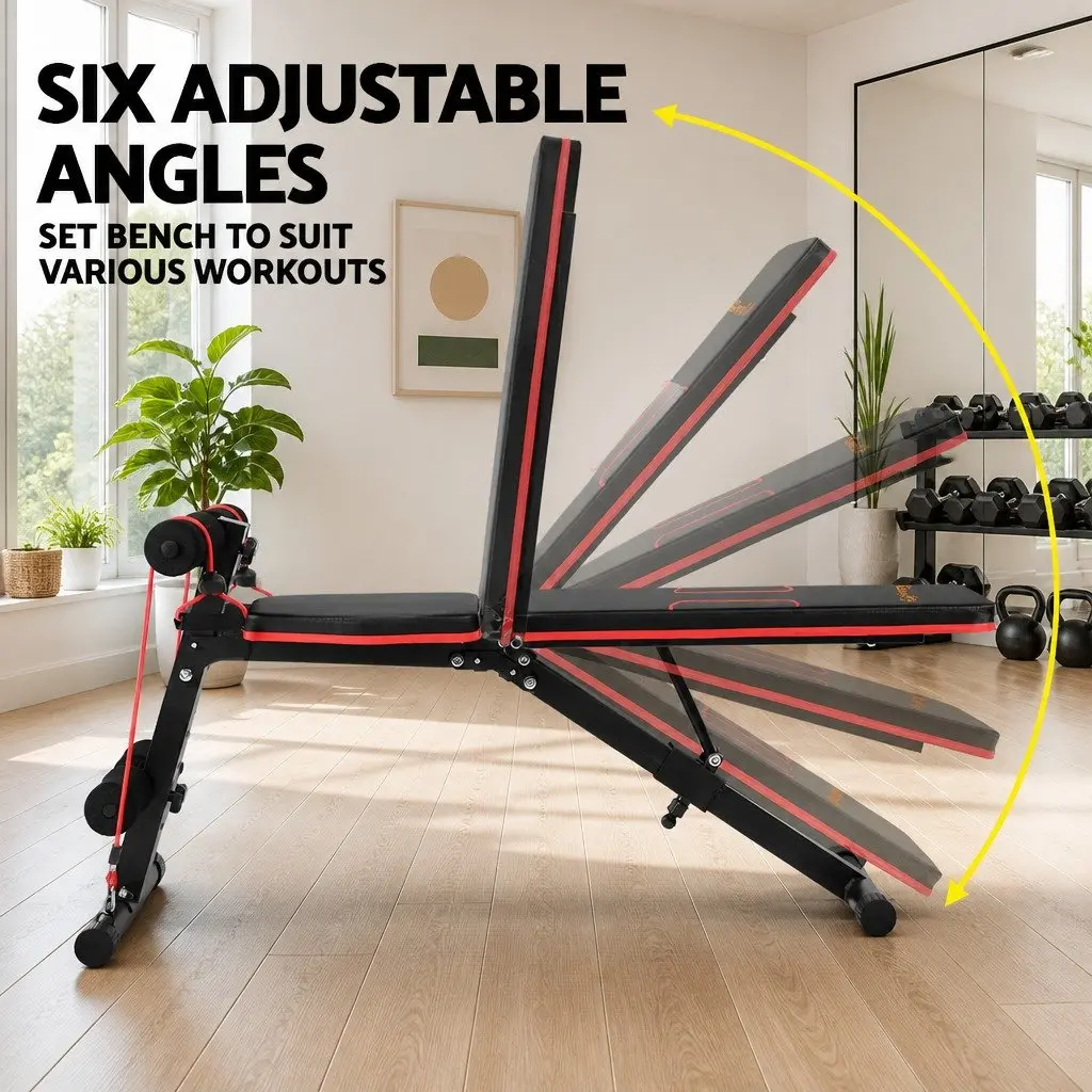 FID Adjustable Weight Bench for Home Gym with 6 Position Backrest 150kg Capacity Black