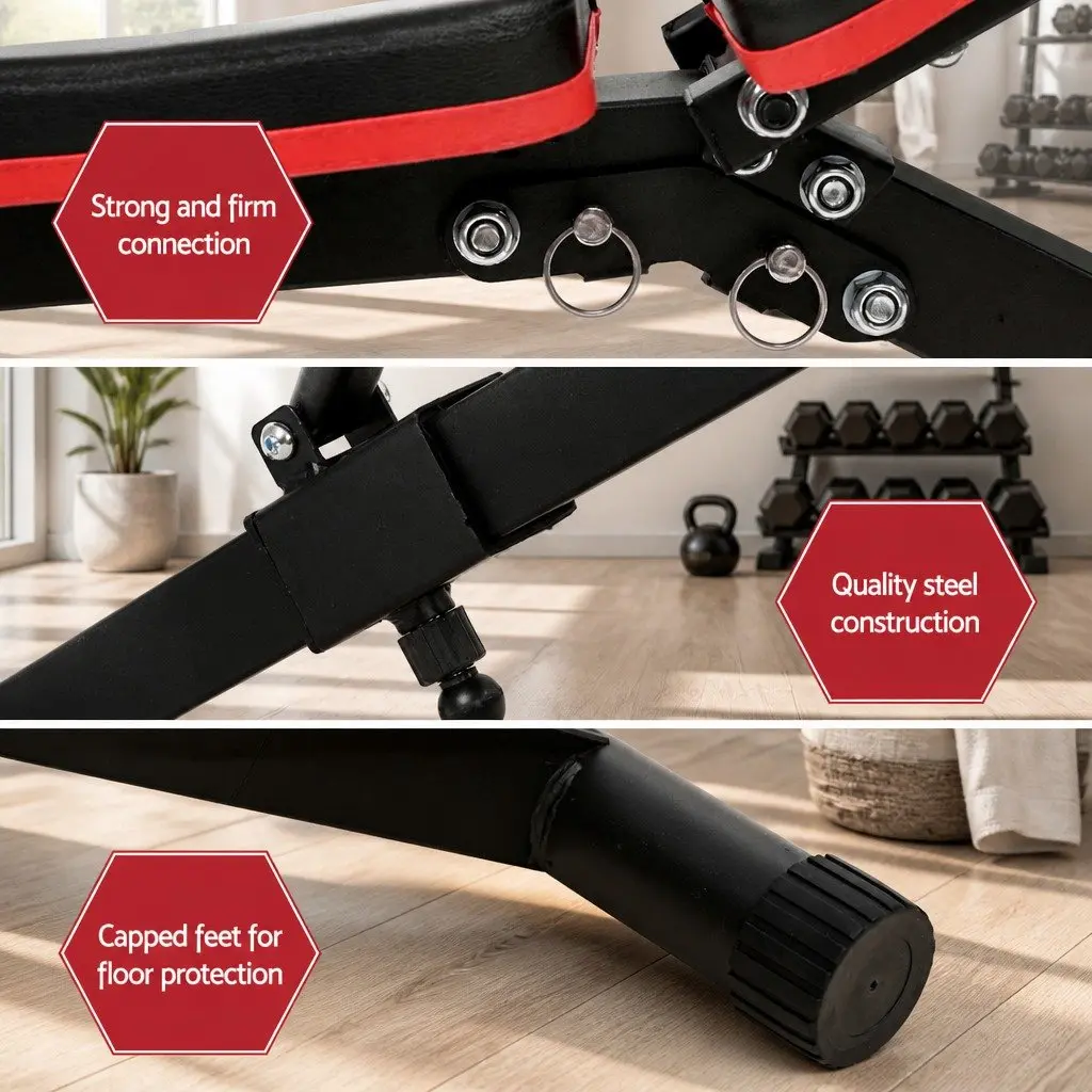 FID Adjustable Weight Bench for Home Gym with 6 Position Backrest 150kg Capacity Black