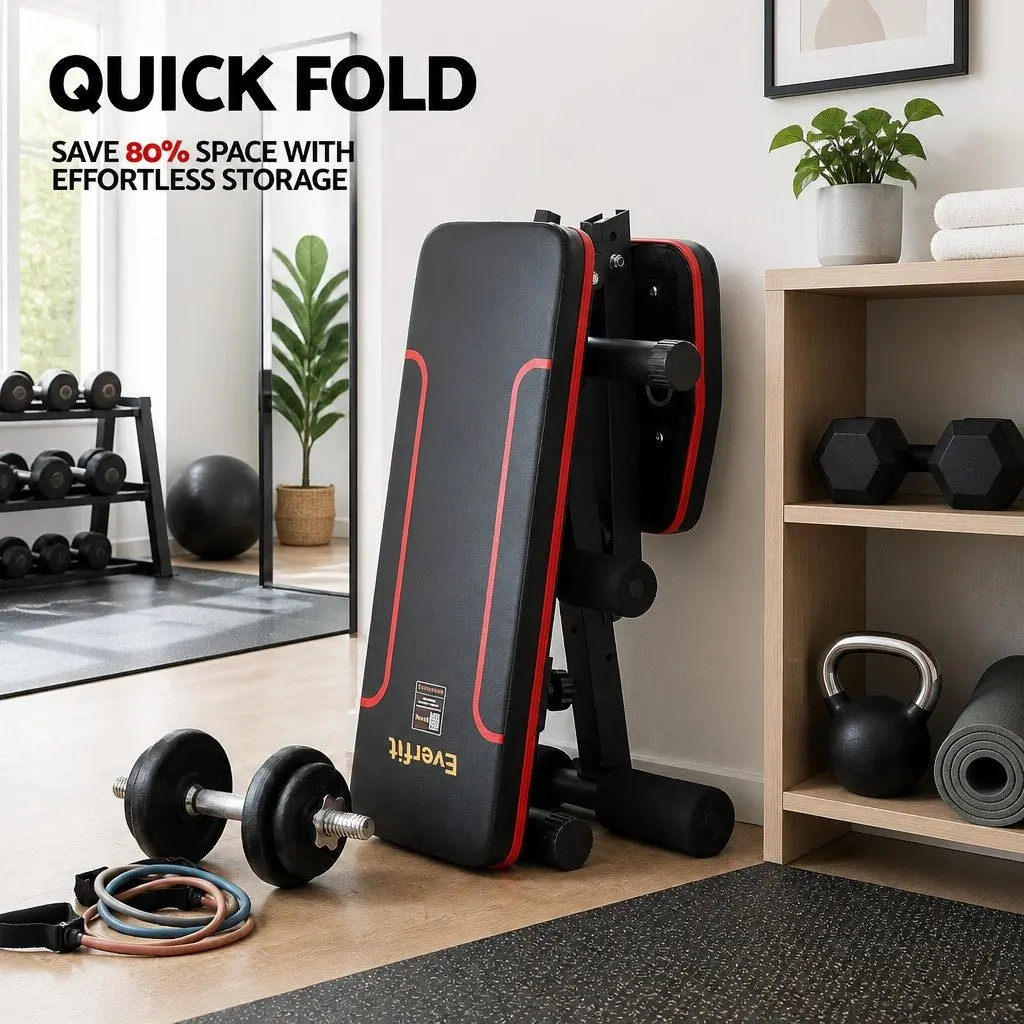 FID Adjustable Weight Bench for Home Gym with 6 Position Backrest 150kg Capacity Black
