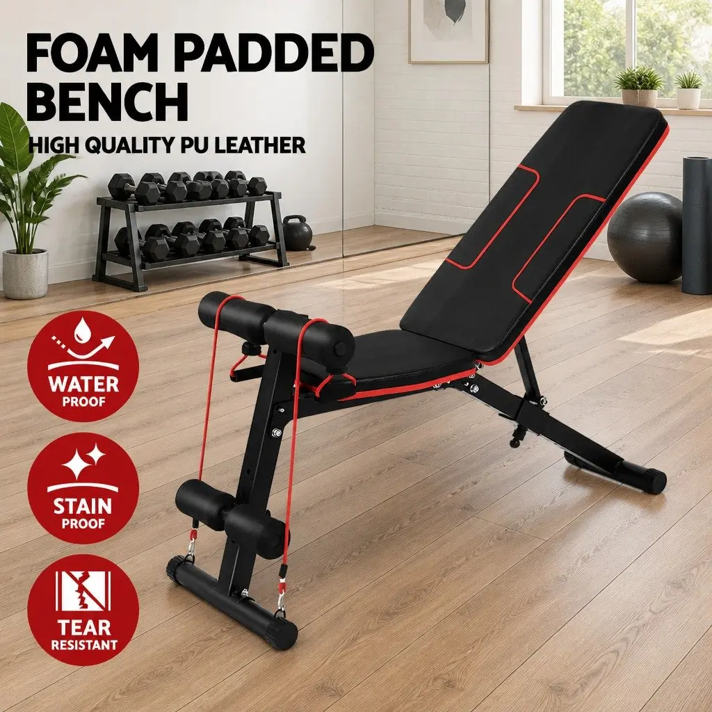 FID Adjustable Weight Bench for Home Gym with 6 Position Backrest 150kg Capacity Black