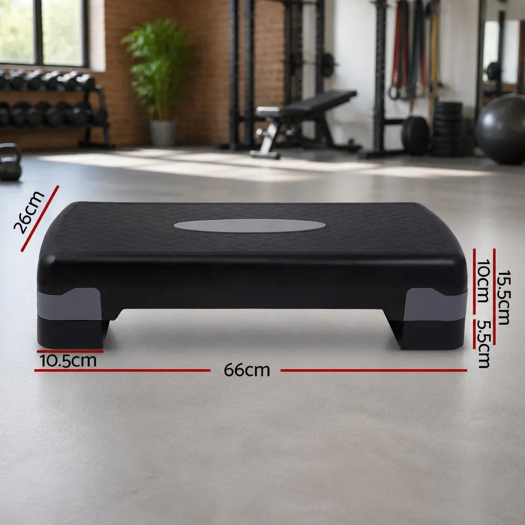 Aerobic Step Adjustable Fitness Training Platform Wide Anti-Slip Surface 66cm x 26cm x 15.5cm