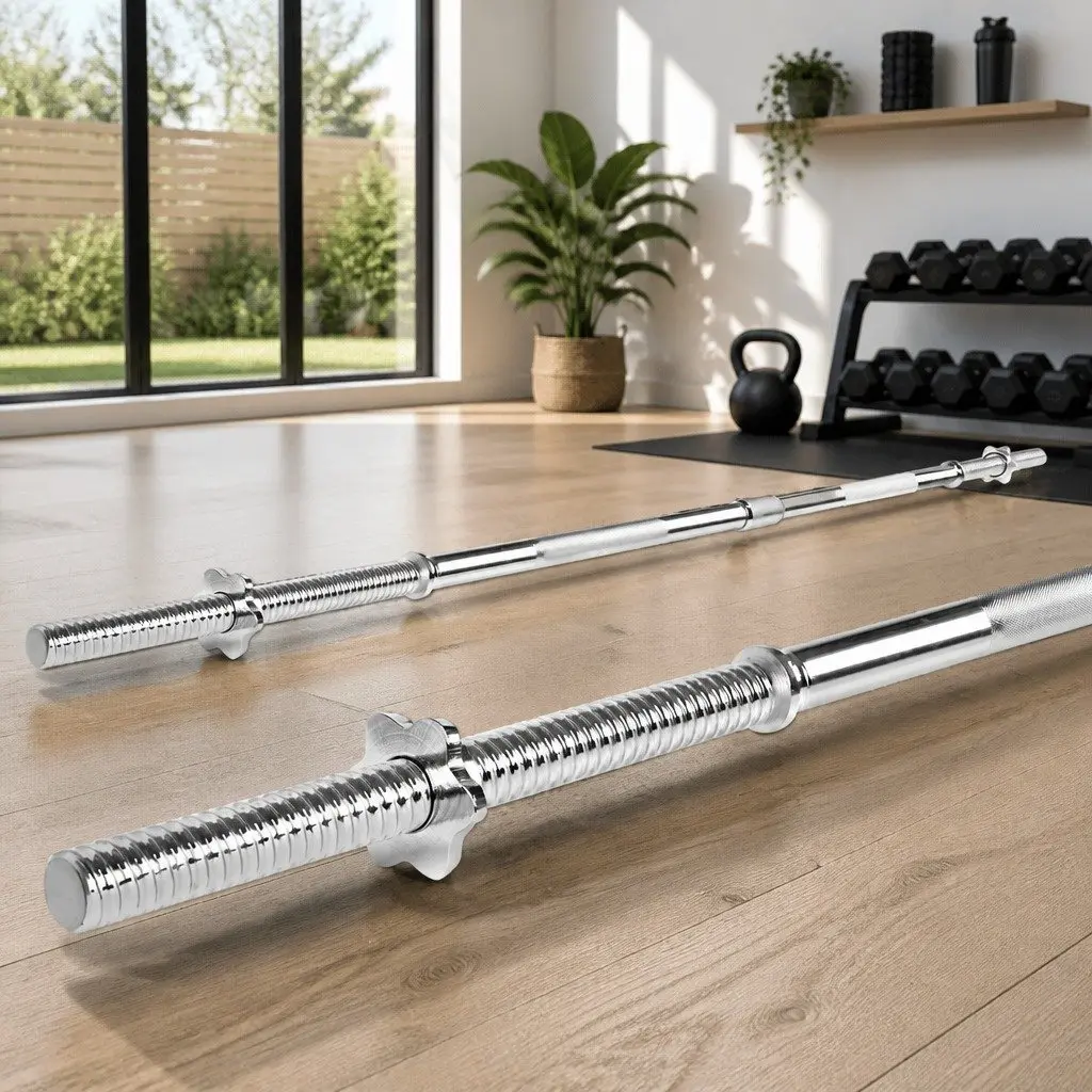 Barbell Bar Chrome Plated Steel 168cm 5.5FT Weight Lifting Rod for Home Gym Exercise Training