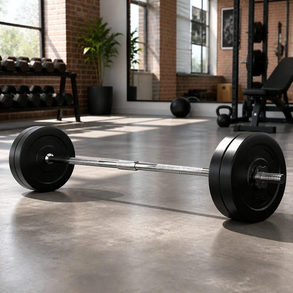 Barbell Set with Weight Plates and 168cm Bar for Home Gym Fitness