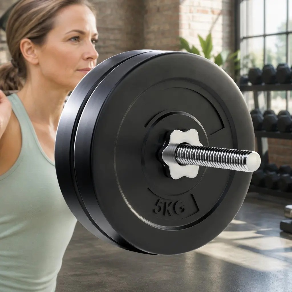 Barbell Set with Weight Plates and 168cm Bar for Home Gym Fitness