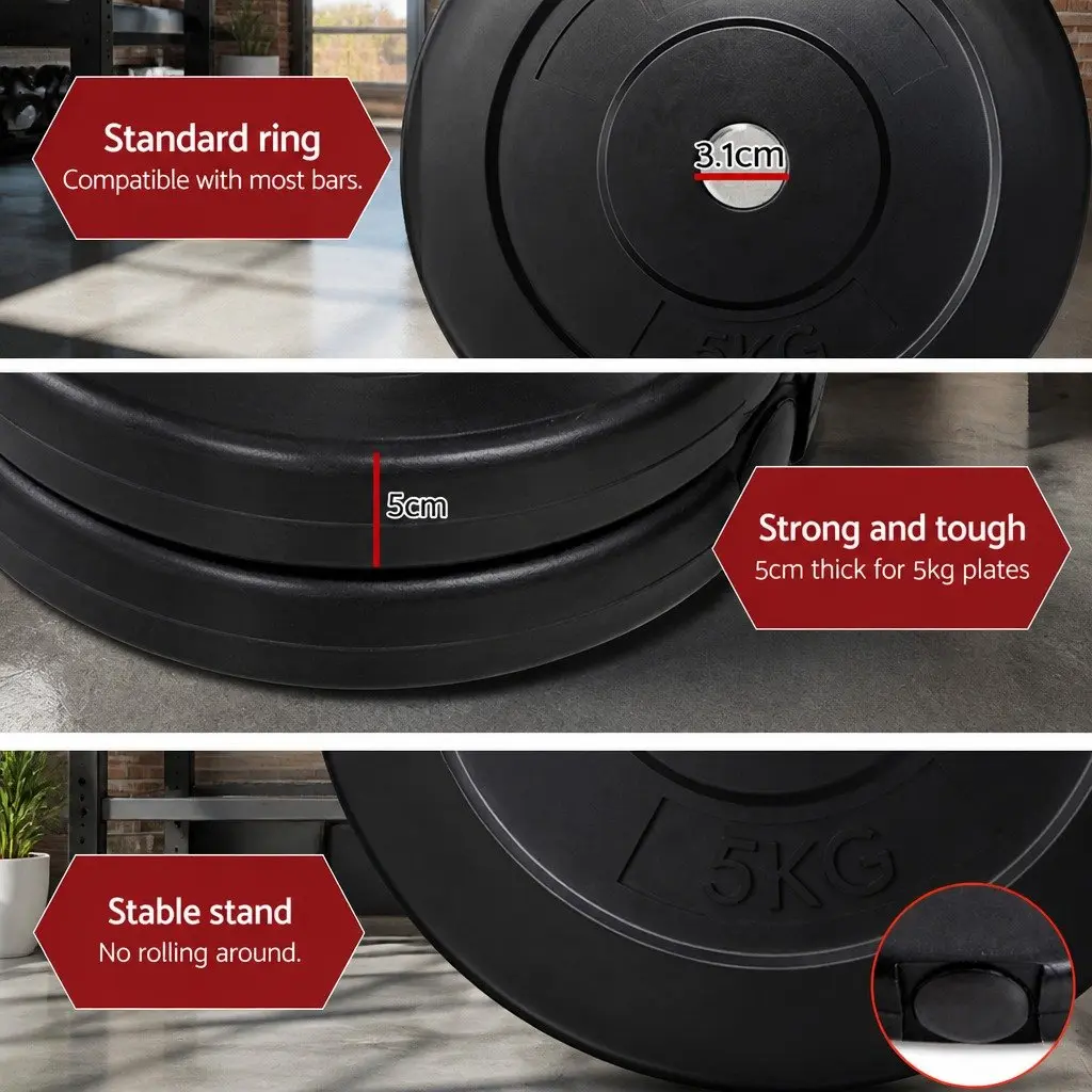 Barbell Set with Weight Plates and 168cm Bar for Home Gym Fitness