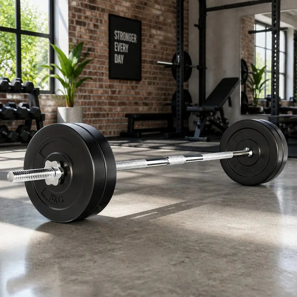 Barbell Set with Weight Plates and 168cm Bar for Home Gym Fitness