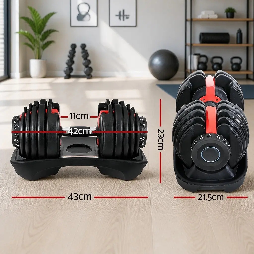 Adjustable Dumbbell Set Weight Adjustable 24kg 2 Pieces