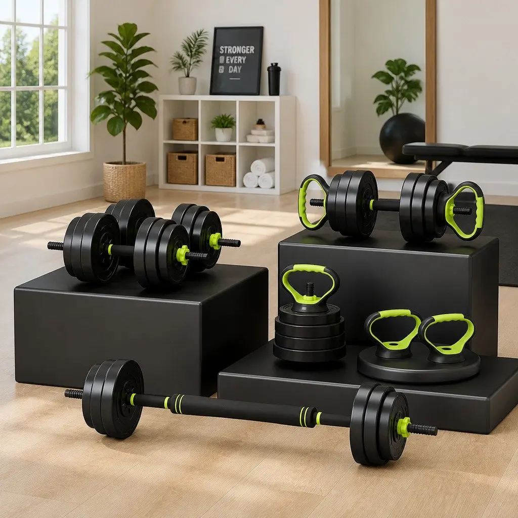 25kg Adjustable Dumbbell Barbell Kettlebell Weight Plates Set Home Gym Equipment