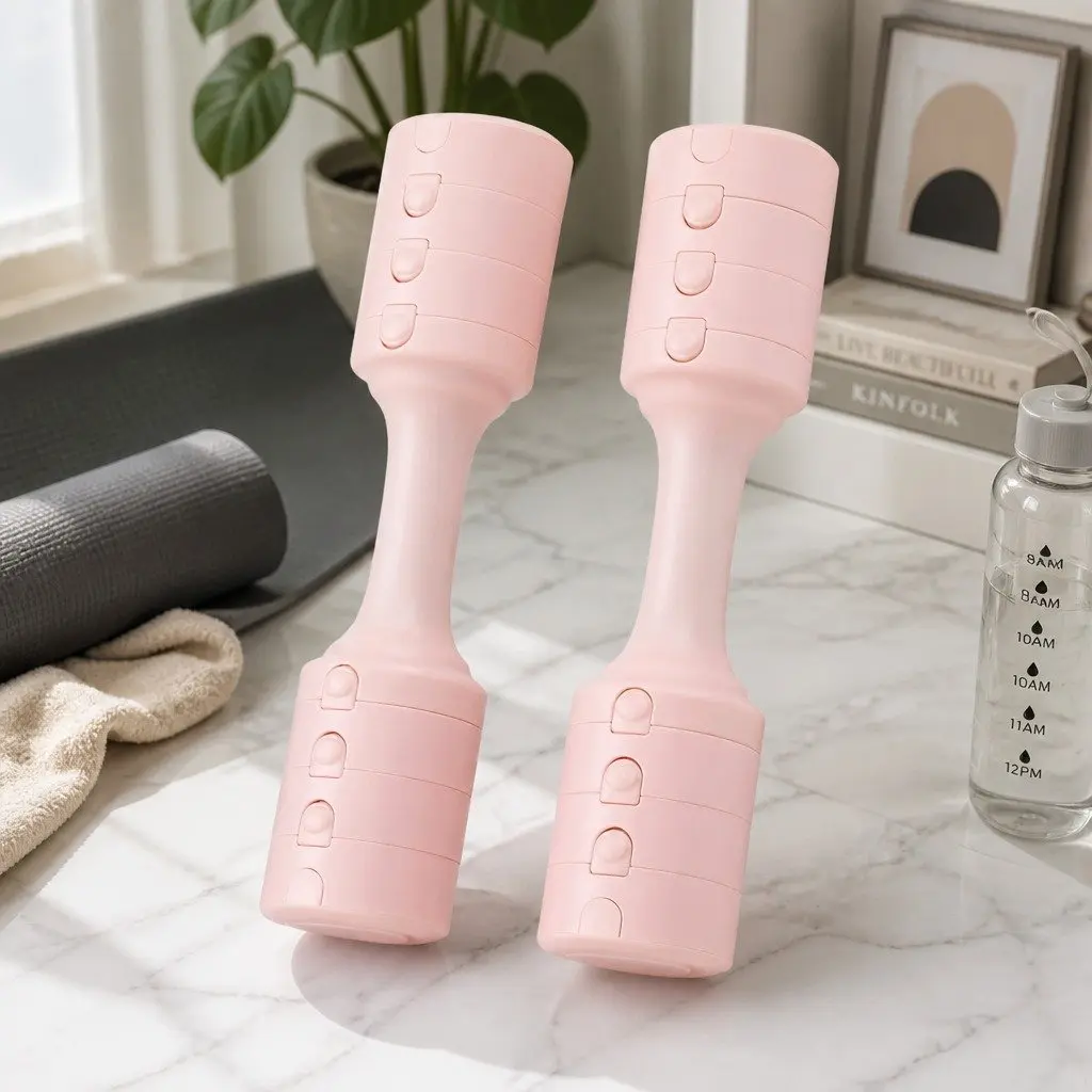 Adjustable Dumbbell Set 2x2.5kg 4-in-1 Weight Training Home Gym Exercise Pink