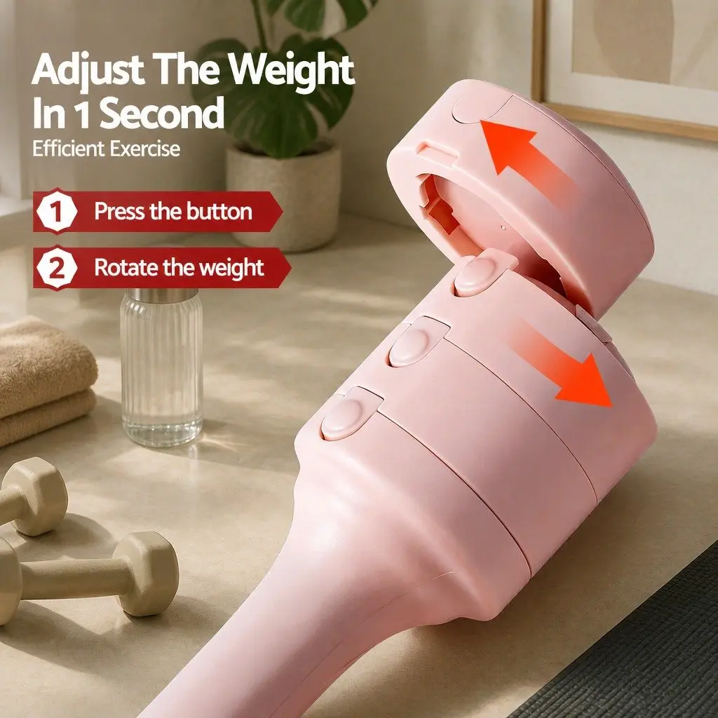 Adjustable Dumbbell Set 2x2.5kg 4-in-1 Weight Training Home Gym Exercise Pink