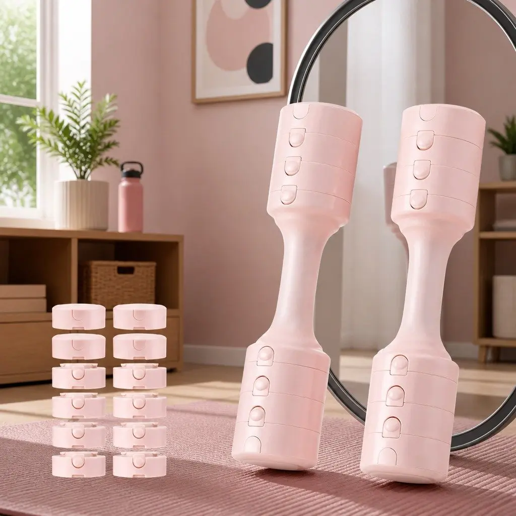 Adjustable Dumbbell Set 2x2.5kg 4-in-1 Weight Training Home Gym Exercise Pink