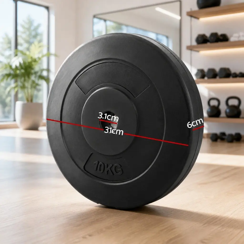 Standard Weight Plates Cast Cement 2 Piece 10kg Rubber Surface Home Gym Black