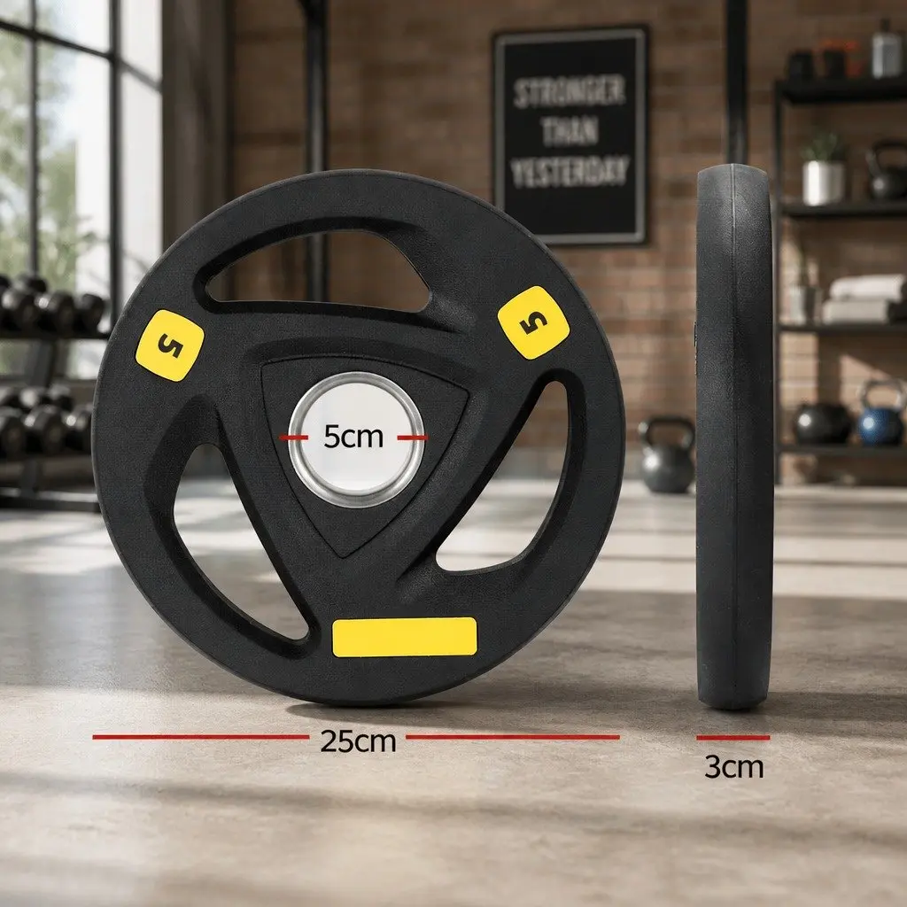 Weight Plates Olympic 5kg Cast Iron Rubber Coated for Home Gym