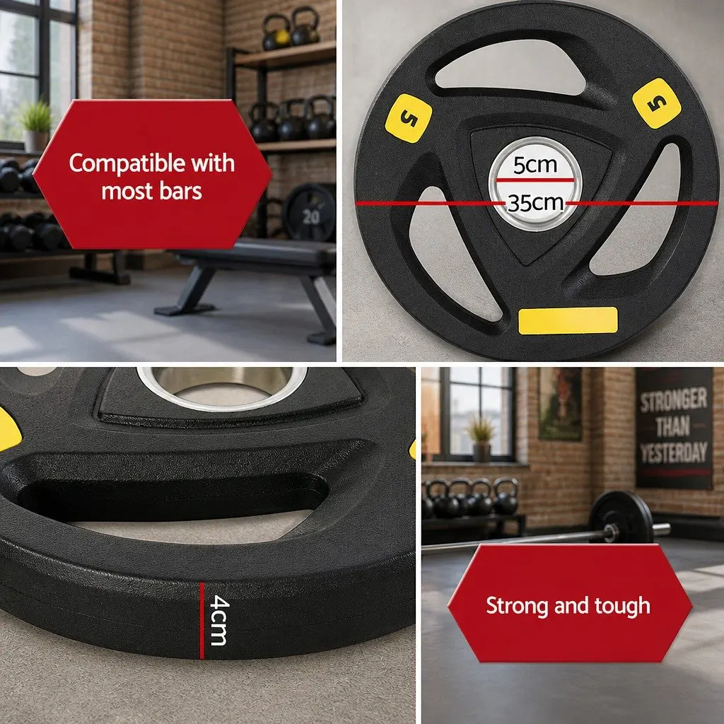 Weight Plates Olympic 5kg Cast Iron Rubber Coated for Home Gym