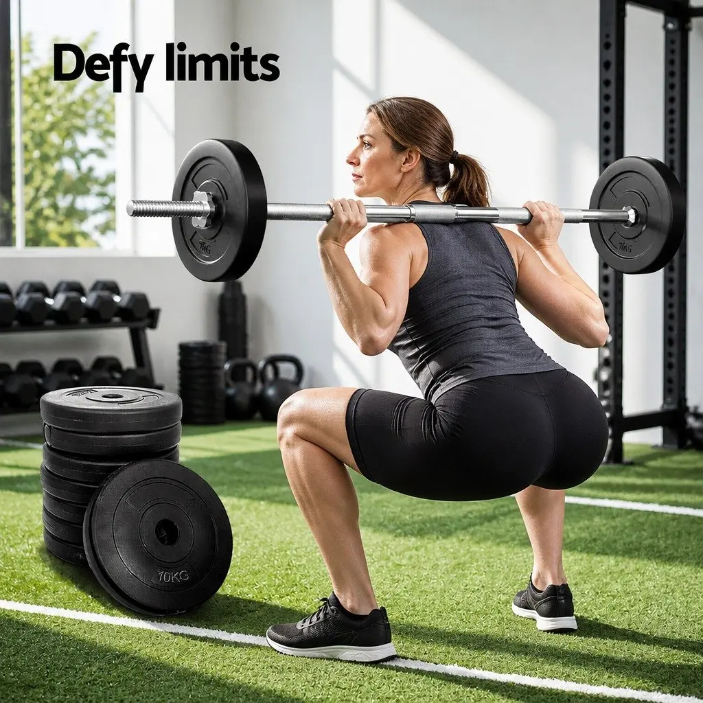 Barbell Weight Plates Standard 31mm Heavy-duty Rubber Surface 80kg Home Gym Free Weights Exercise Set