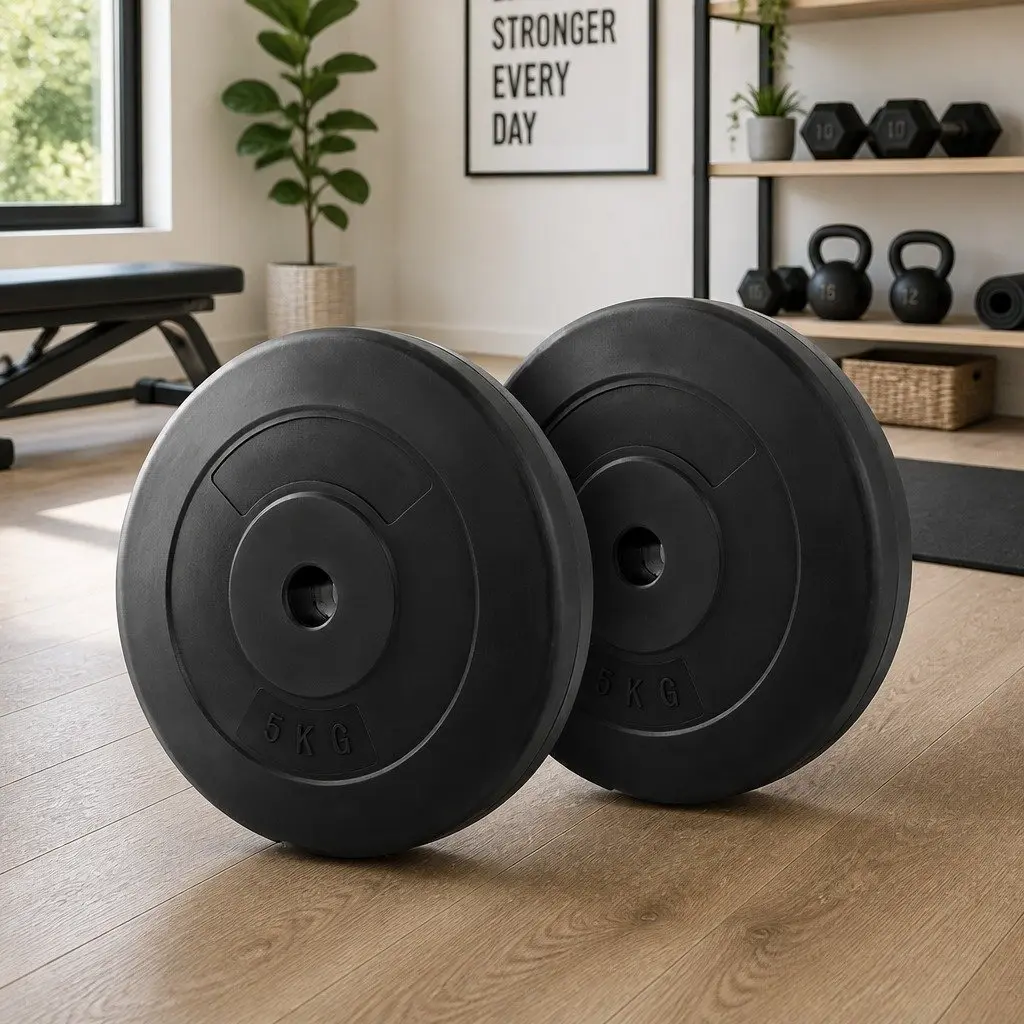 Weight Plates Rubber Surface 5kg Standard Barbell Plate Black