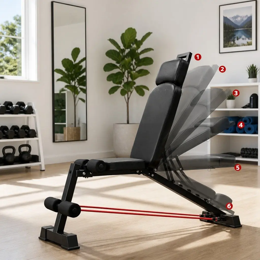 Adjustable Weight Bench Multi-Function Foldable Home Gym Training FID