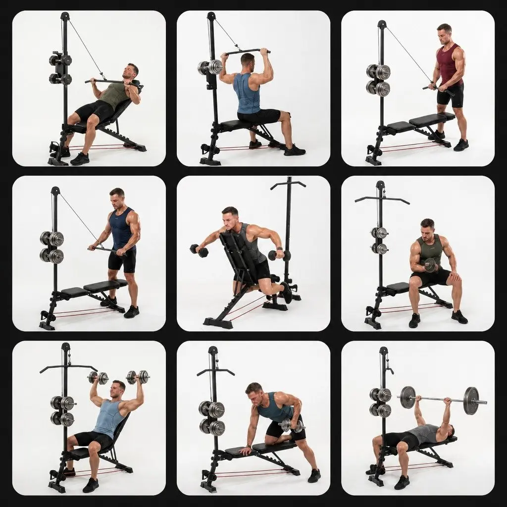 Adjustable Weight Bench Multi-Function Foldable Home Gym Training FID