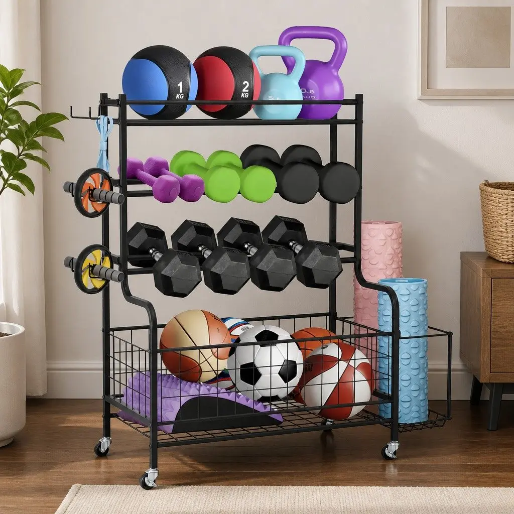 Dumbbell Rack Weight Storage Home Gym Equipment Black Vertical Organizer