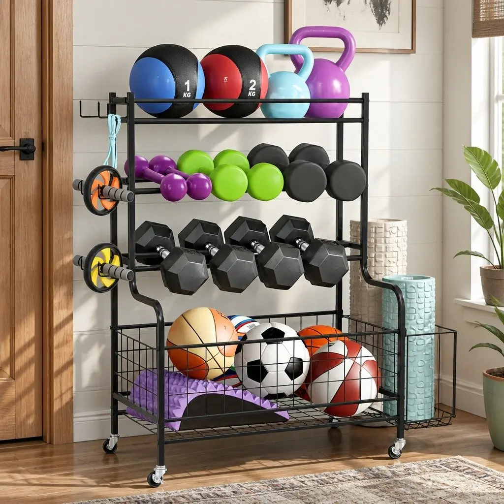 Dumbbell Rack Weight Storage Home Gym Equipment Black Vertical Organizer