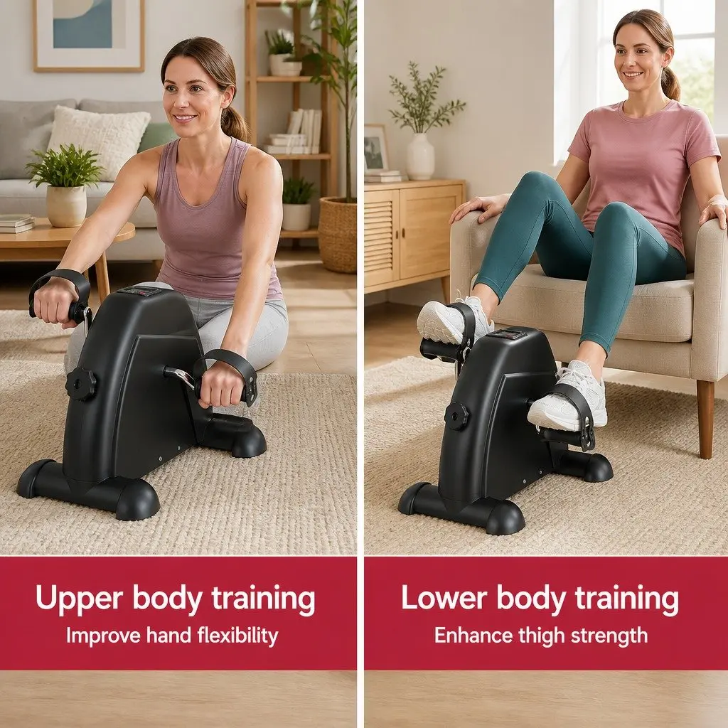 Pedal Exerciser Mini Exercise Bike Cross Trainer Desk Stationary Cycling Black