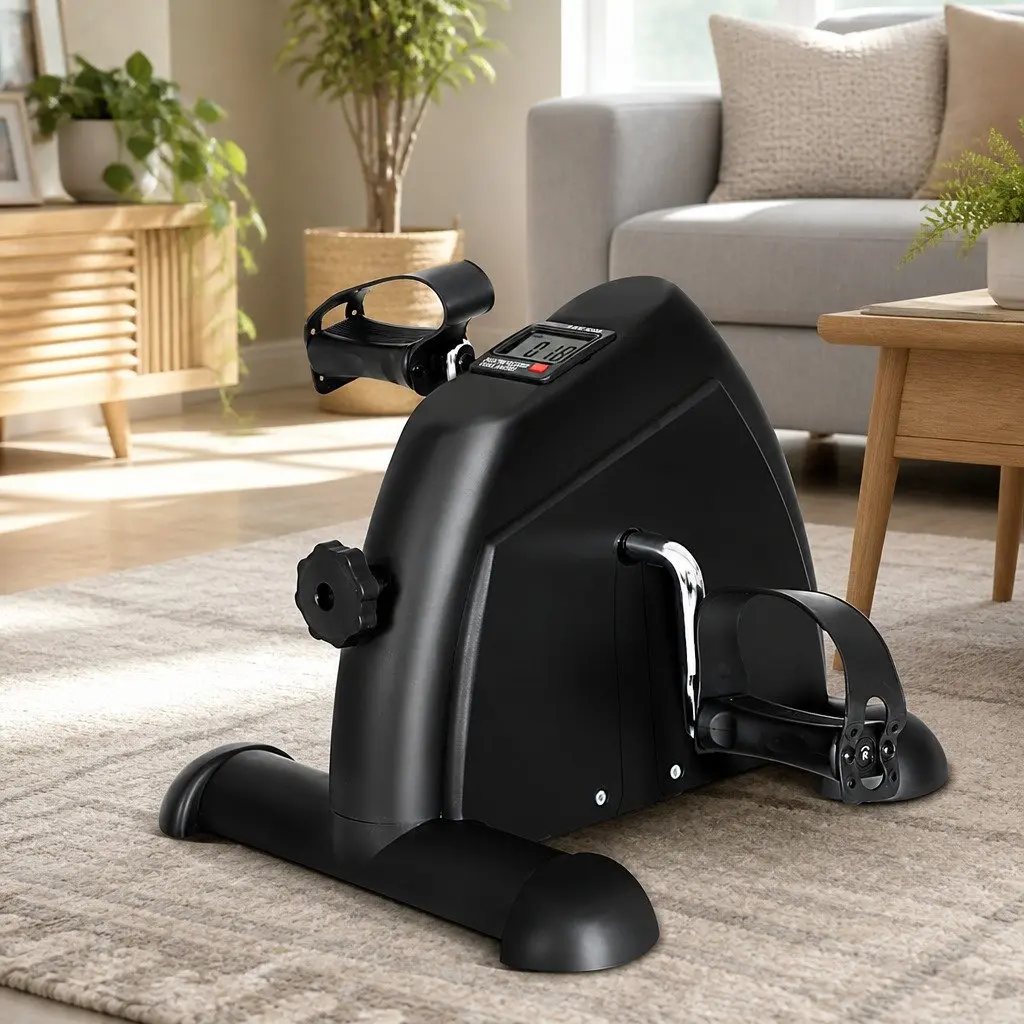 Pedal Exerciser Mini Exercise Bike Cross Trainer Desk Stationary Cycling Black