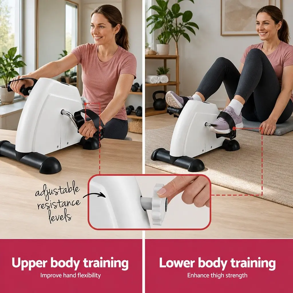 Mini Exercise Bike Portable Under Desk White