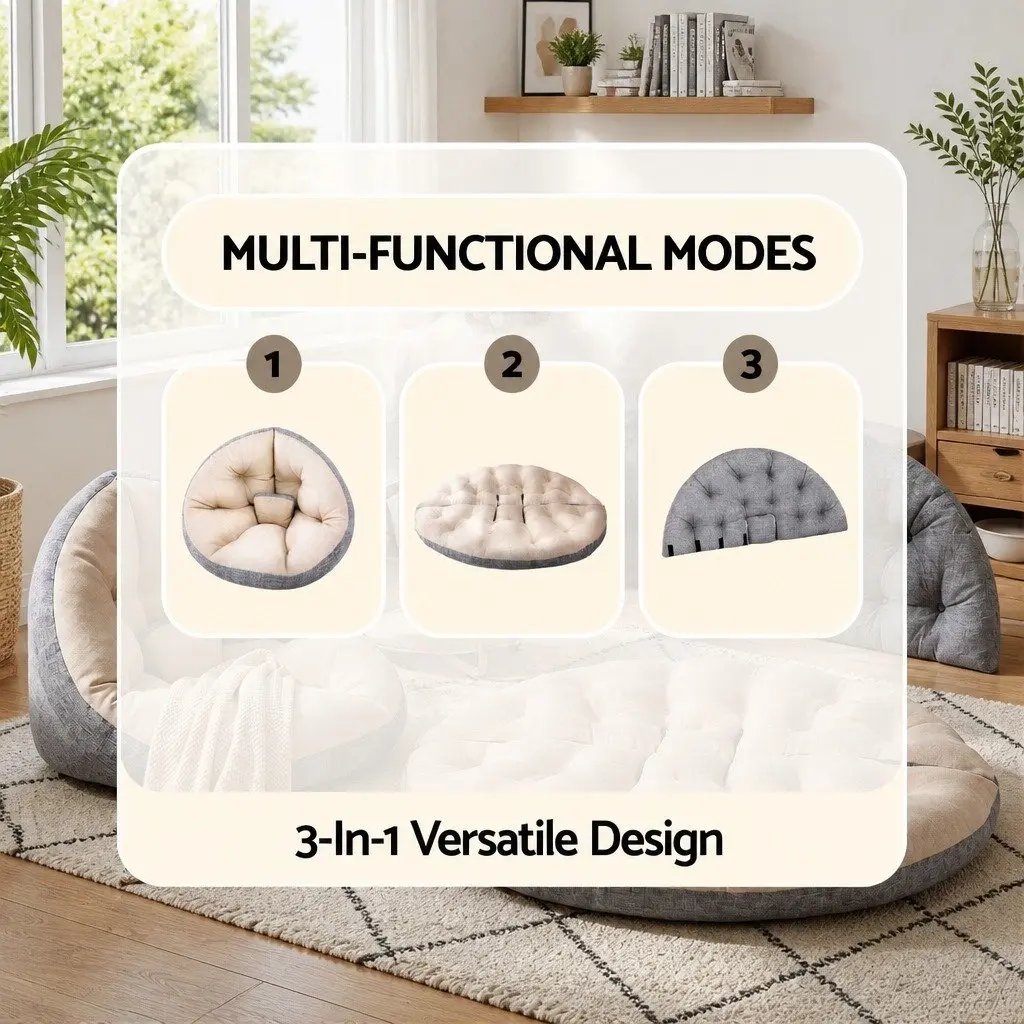 Floor Lounge Sofa Bed and Coffee Table with Charging Station Living Room