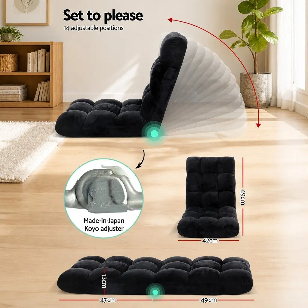 Floor Lounge Chair with Adjustable Positions and 2-Tier Coffee Table Bundle Living Room Set