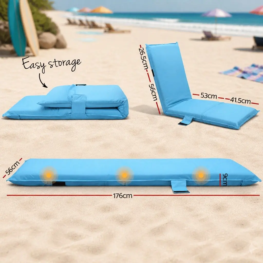 Adjustable Lounge Sofa Bed Recliner Lightweight Portable Indoor Outdoor Blue