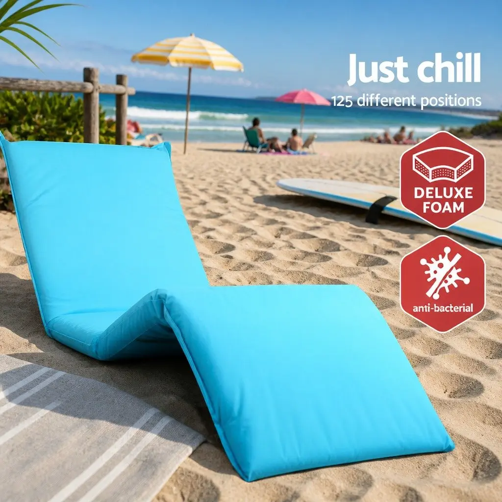 Adjustable Lounge Sofa Bed Recliner Lightweight Portable Indoor Outdoor Blue