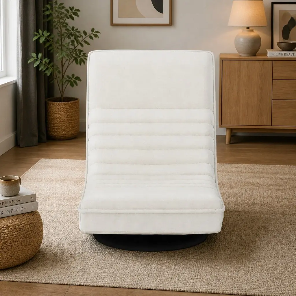 Floor Chair Swivel Foldable White Arm Chair
