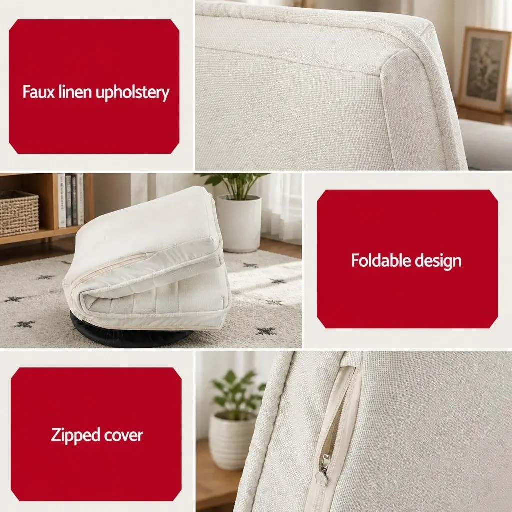 Floor Chair Swivel Foldable White Arm Chair