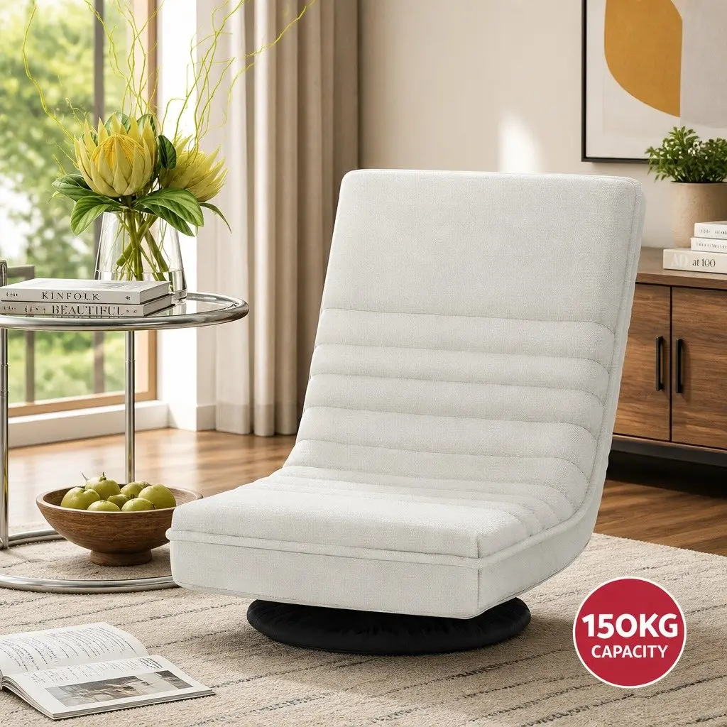 Floor Lounge Chair Swivel Recliner Foldable White Arm Chair Sofa Seat