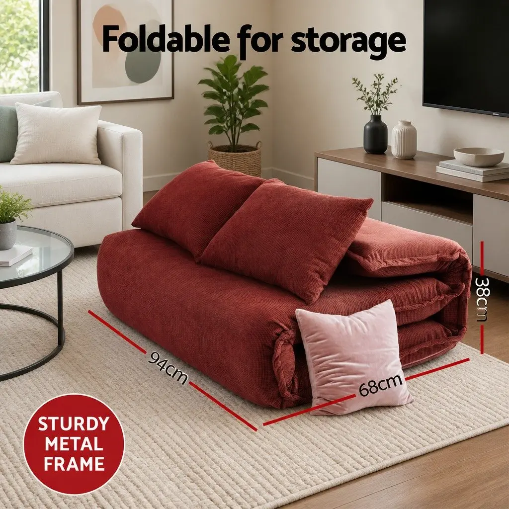 Floor Lounge Sofa Bed Foldable Adjustable Recliner 2 Seater Orange