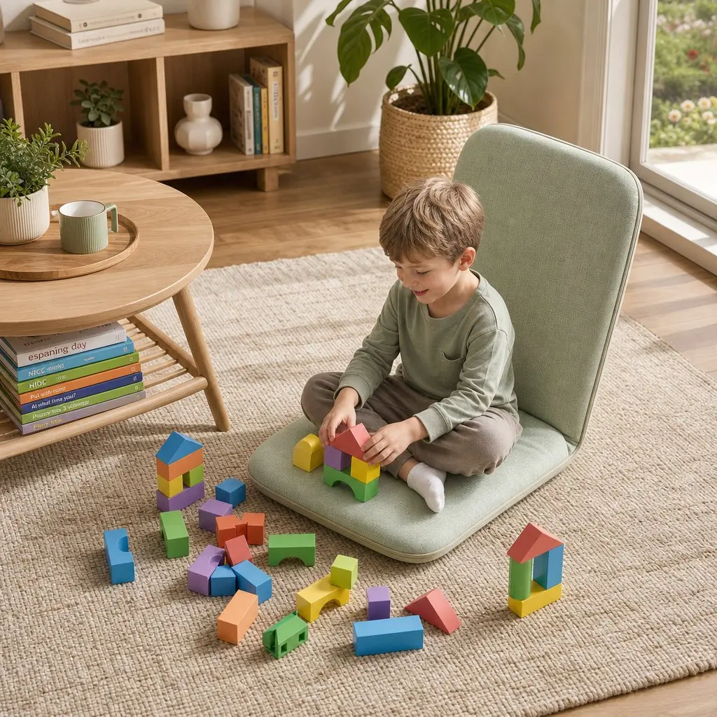 Floor Chair Adjustable 5 Position Green Foldable Single Seat