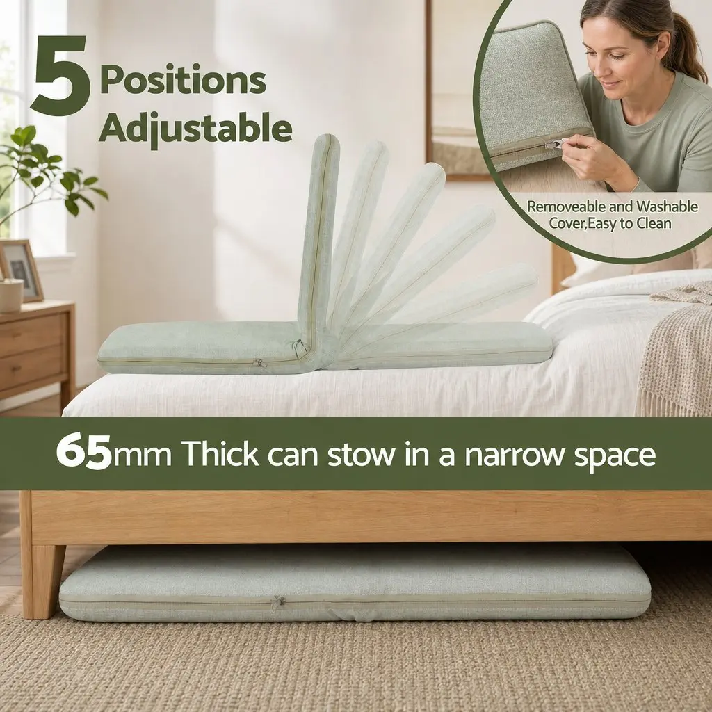 Floor Chair Adjustable 5 Position Green Foldable Single Seat