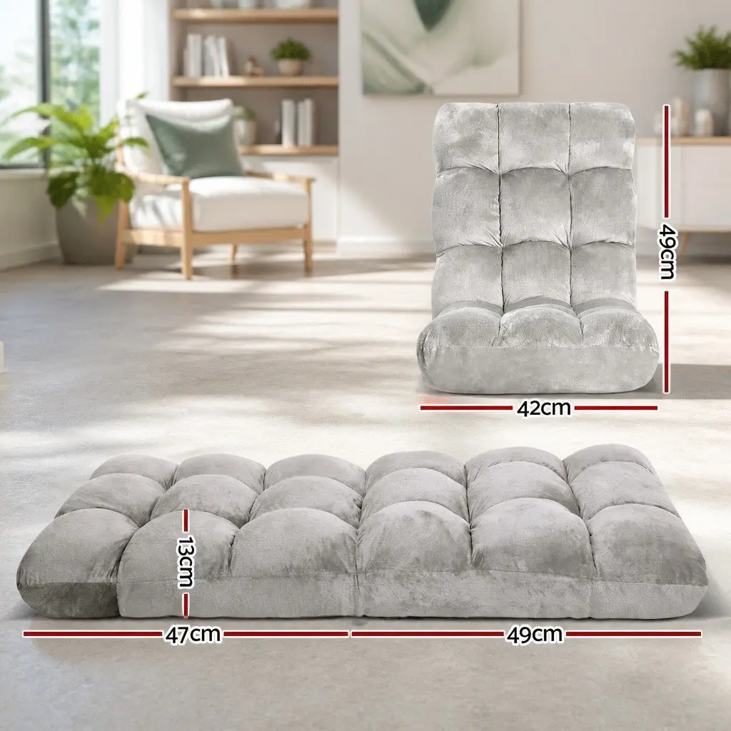 Lounge Sofa Bed Chair Recliner 14 Adjustable Positions Grey Flannel Folding